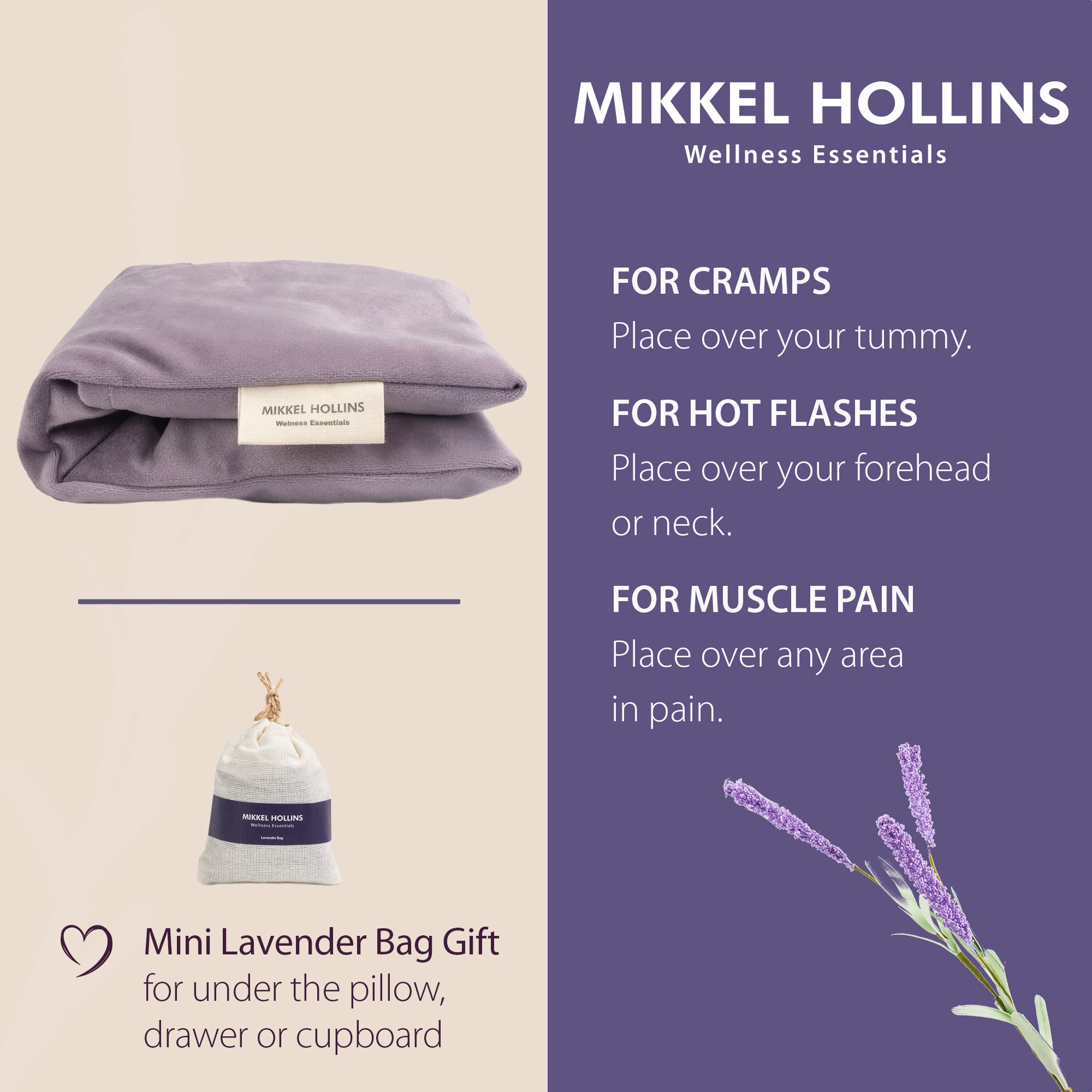 Microwave Heating Pad with Flaxseed and Lavender for Back, Neck, Shoulder, Joint & Menstrual Cramp Relief, Washable Cover and Reusable, with Mini Lavender Bag Gift